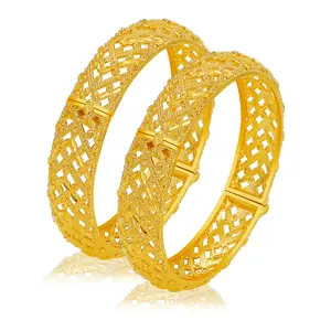 2PCS/lot Dubai Arab Jewelry Golden Color Openable  bangles bracelets for women