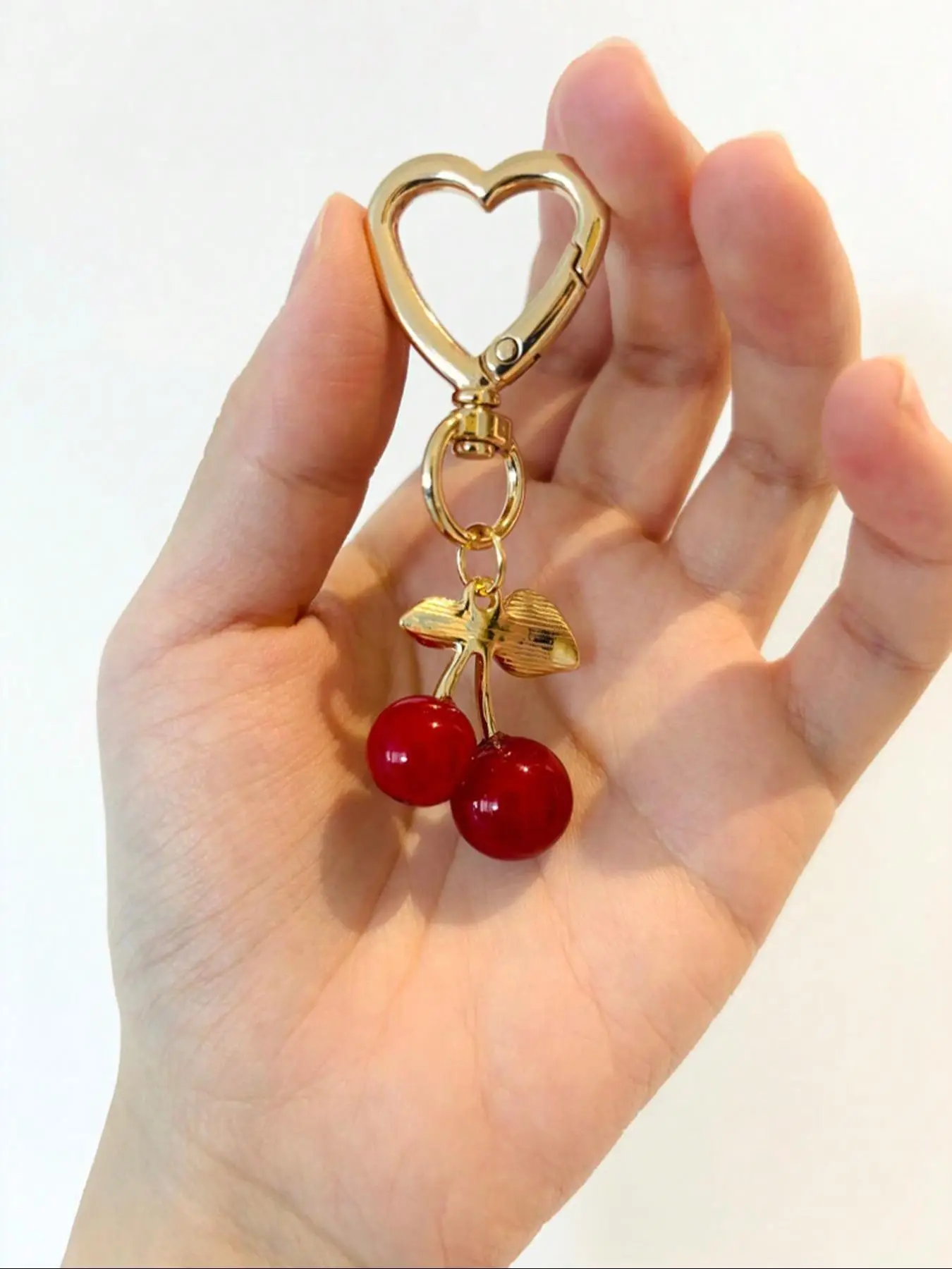 Cute Cherry Design Keychain, Fashionable Heart Decor Keychain for Women & Girls, Trendy All-match Keychain for Birthday Gift, Cherry Key Chain with He