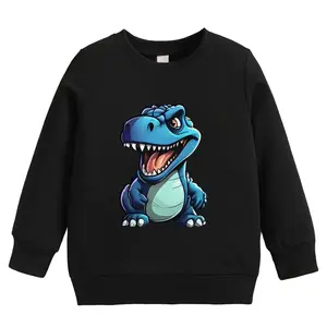 Boys' Dinosaur Print Sweatshirt, Comfortable Long Sleeve Pullover for Spring & Fall, Casual Fitted Design, blue dinosaur Style pattern Sent  Dinosaur sweatshirt designed for cool little boys