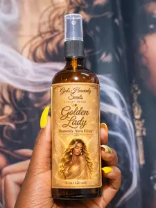 Golden Lady Heavenly Aura Hair & Skin Glow 4 oz - Lightweight Oil-Based Mist for Smooth Radiant Glow & Luxurious Vanilla Scent with Soft Creamy Vanilla & Coconut Cream Aroma