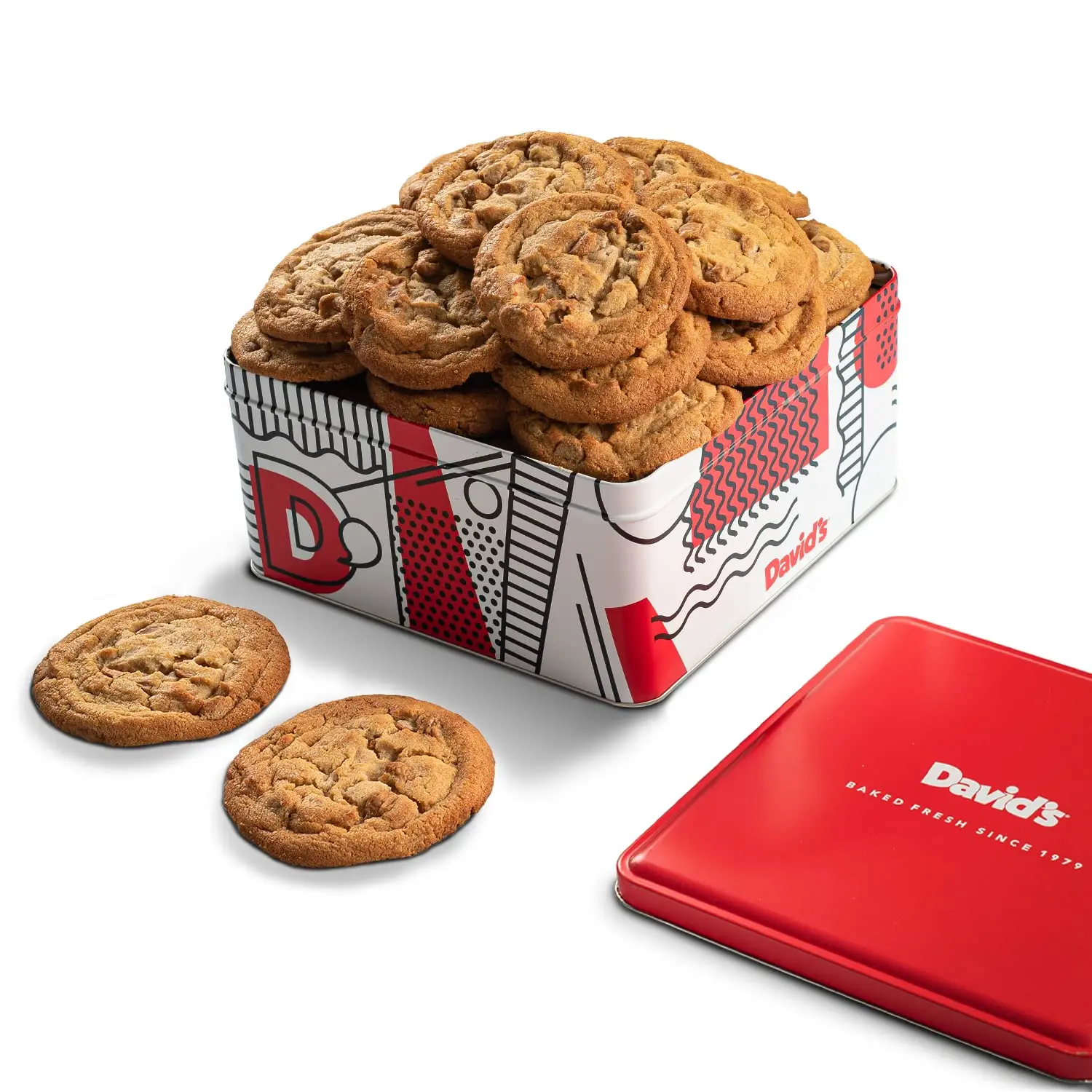 DAVID'S COOKIES 2lbs Fresh-Baked Peanut Butter Gourmet Cookie Gift Tin - Kosher, Premium Ingredients, Delicious Snacks, Gourmet Cookies