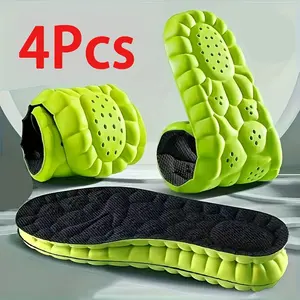 4 Pack Sponge Sports Shoe Insoles, Shock Absorption, Comfortable, Breathable, Unisex Running Accessories, Ideal for Men and Women