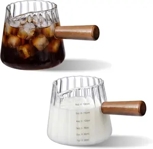 2 PCS Espresso Cups, 6OZ Espresso Shot Cup, Glass Measuring Cups with V-Shaped Spout, Markings in both oz & ml