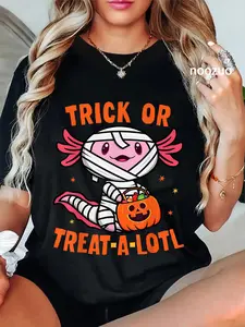100% Cotton Unisex Trick or Treat A Lotl Axolotl Halloween Costume T-Shirt
