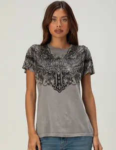 AFFLICTION Aristocrat Womens Lace-Up Back Tee