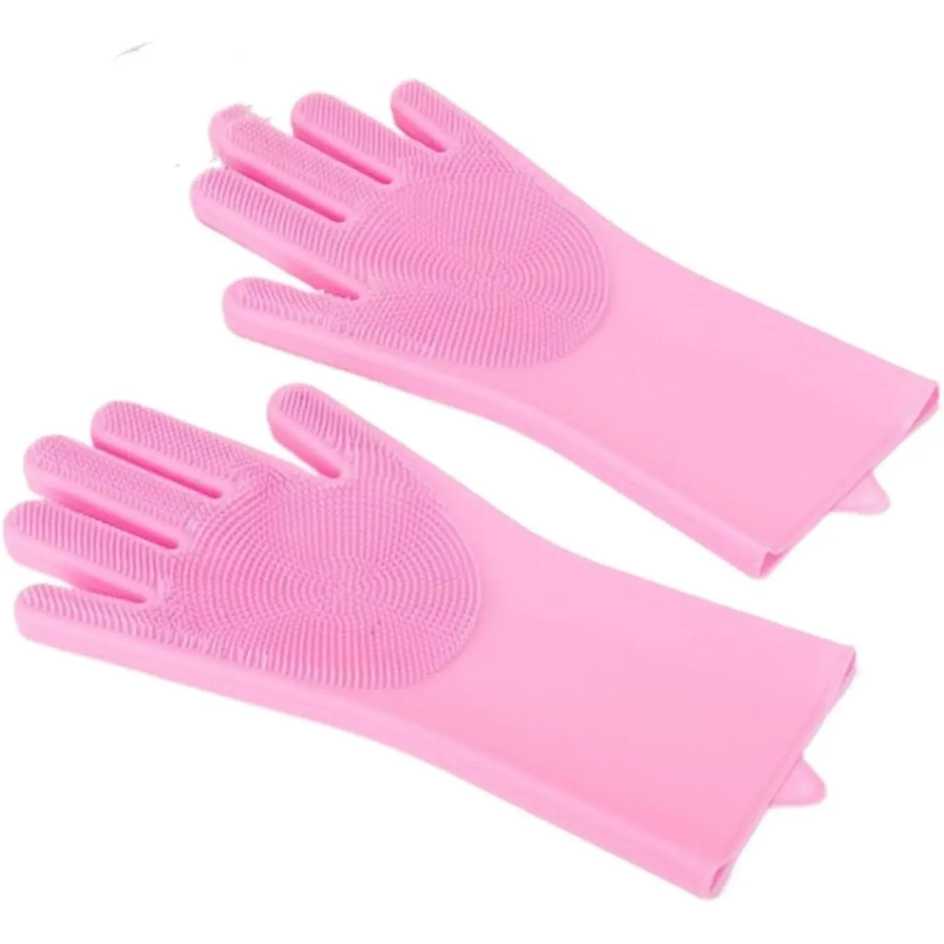 1 PCS Pink Silicone Brush Glove – Soft Durable Multi-Functional Tool with Polishing Cleaning Cloths, Perfect for Pet Bathing, Dishwashing & Surface Scrubbing, Non-Slip Texture, Comfortable Fit, Gentle on Surfaces, Essential Home & Pet Care Accessory