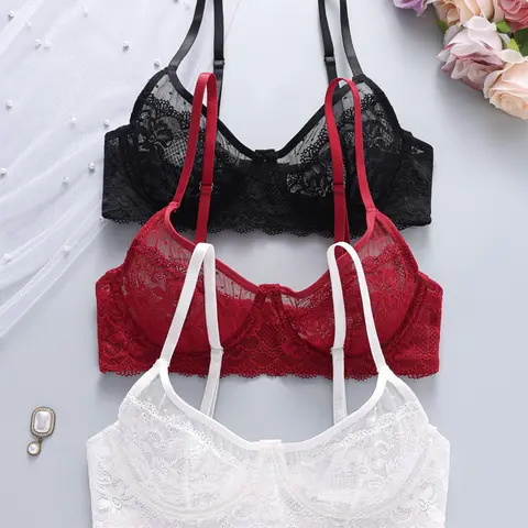 3-Pack Thin Lace Underwire Adjustable Buckle Medium Bras for Women, Push-Up Breathable Daily Wear Comfortable Lingerie, Adjustable Wired Bra, Ideal for Commuting and Everyday Use
