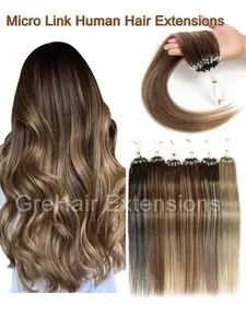 Micro Link Human Hair Extensions Fish Line Hair Extensions Real Hair Extensions Mixed Dye Color 16-20 Inches 30g, Natural Looking Hairpieces for Women & Men, Perfect for Daily Use