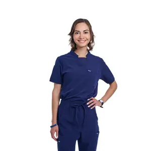 Women's Navy Blue C-Collar Scrub Top