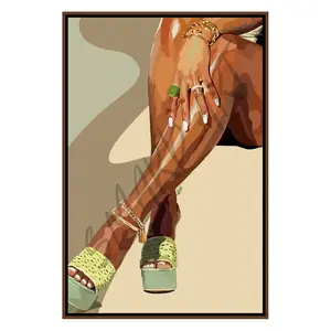 Legs and green touch - Smard Black Wall Art Print/ Canvas for Home /Office Decor
