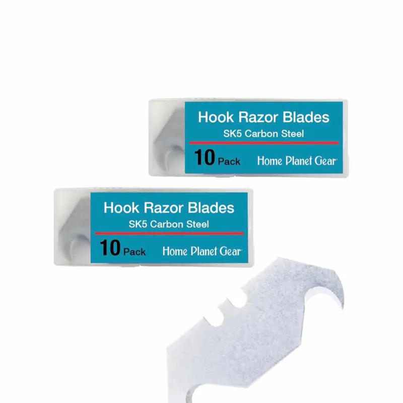 20, general-purpose hook blades with storage case for cutting carpets, wallpaper, and roofing materials.
