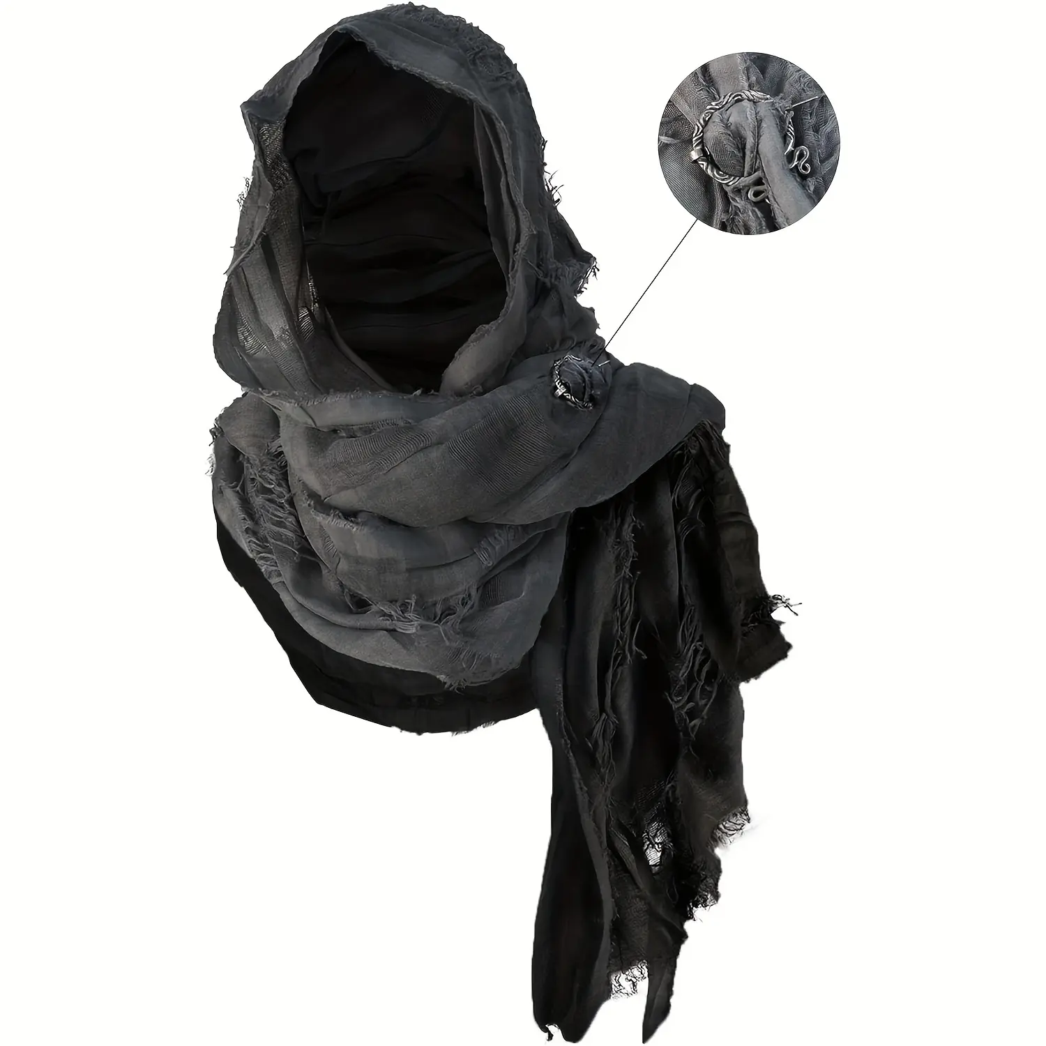Dune Wilderness Hooded Cape with Viking Emblem, Hood Scarf Medieval Cloak, Renaissance Costume Cape Accessories for Halloween, Role Play, Unisex