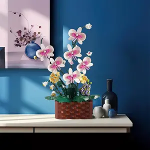 Orchid Potted Plant Design Building Blocks, 1001pcs/set Creative Blocks Building Toy, Succulent Potted Plant Model Assembly, Puzzle Toys, Desktop Decorations