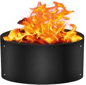 Simond Store Portable Fire Pit Ring Liner 48 Inch Diameter 12 Inch Height 2mm Thick Heavy Duty Steel Round Insert for Outdoor Garden Patio Camping Black Durable Powder-Coated Plasma-Cut Edges Easy Assembly Kit Included
