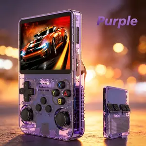 Purple Rechargeable Retro video Handheld Game Console with 3.5-inch ip hd color Screen 64G Memory Card Compact Design Portable for On-the-Go Gaming Emulator Games Included Protection Game Pad