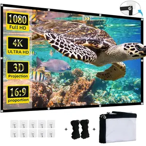 Projector Screen,High density material 4K 16:9 HD Rear Front Projector Screen Foldable Projection Screen Double-Sided Portable Outdoor Indoor Projector Screens for Movie Home Theater 120 inch