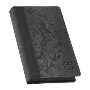KJV Holy Bible, Compact Vegan Leather Red Letter Edition - Ribbon Marker, King James Version, Black/Gray (KJV Compact Editions)