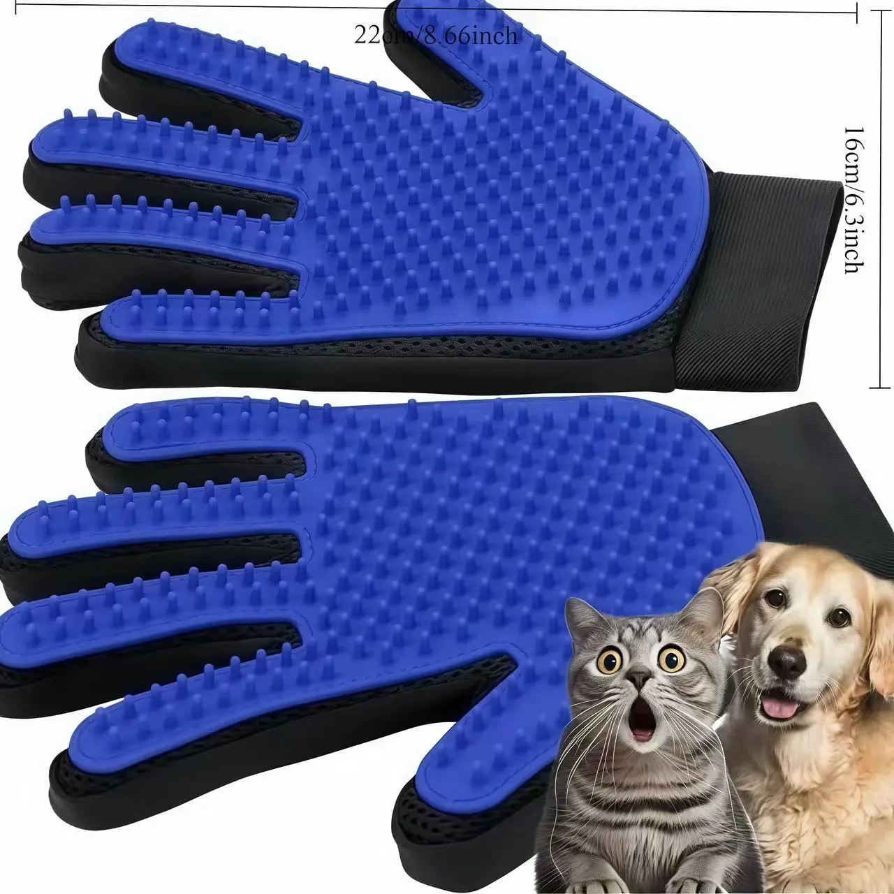 Pet Grooming Cleaning Glove - 2-in-1 Waterproof, Textured, Rich Lather Wet & Dry Dual Use Bath Brush Deshedding Tool with Gentle Skin Cleansing for Home Care Supplies, Gently Cleanses Skin