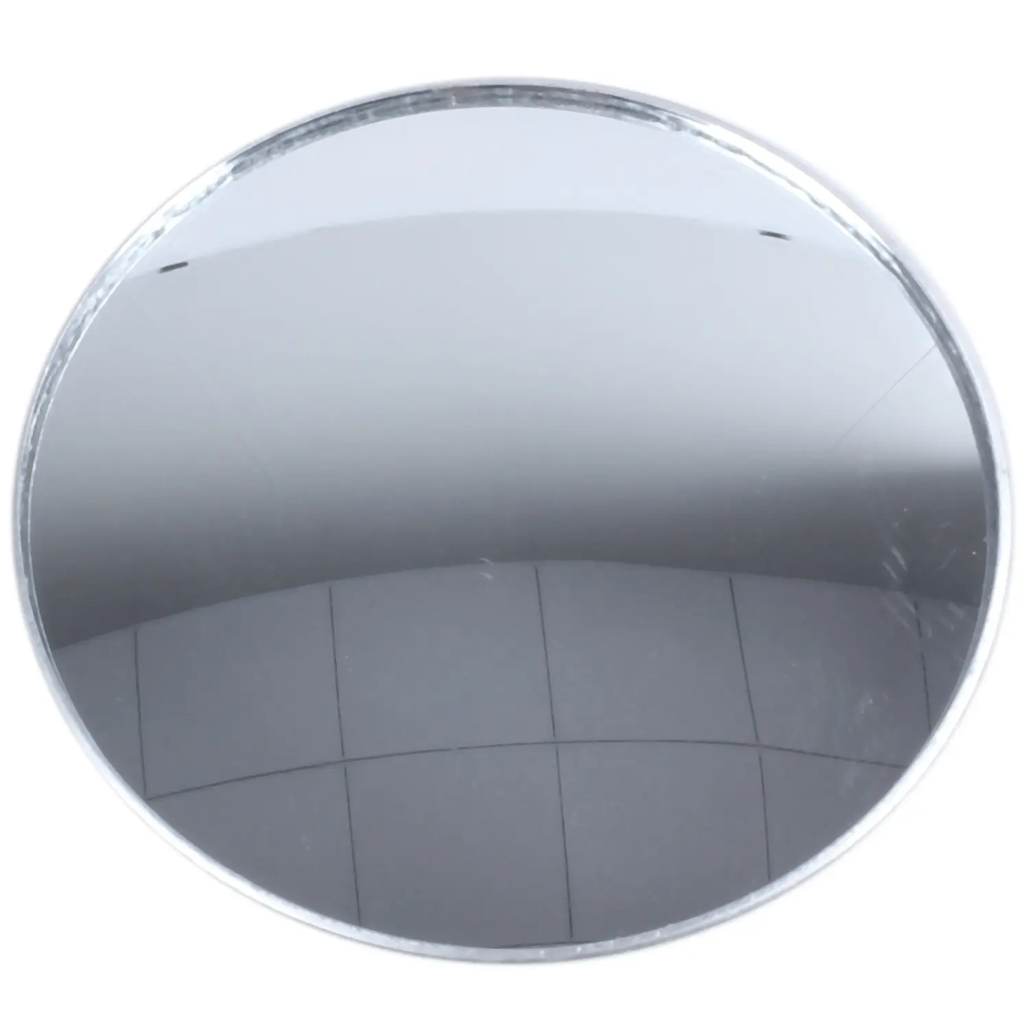 1-Piece Round Convex Shape Reflective Mirror - 3in x 0.2in, 24g Silver Tone Glass Metal Frame Car Rear View Blind Spot Auto Accessory