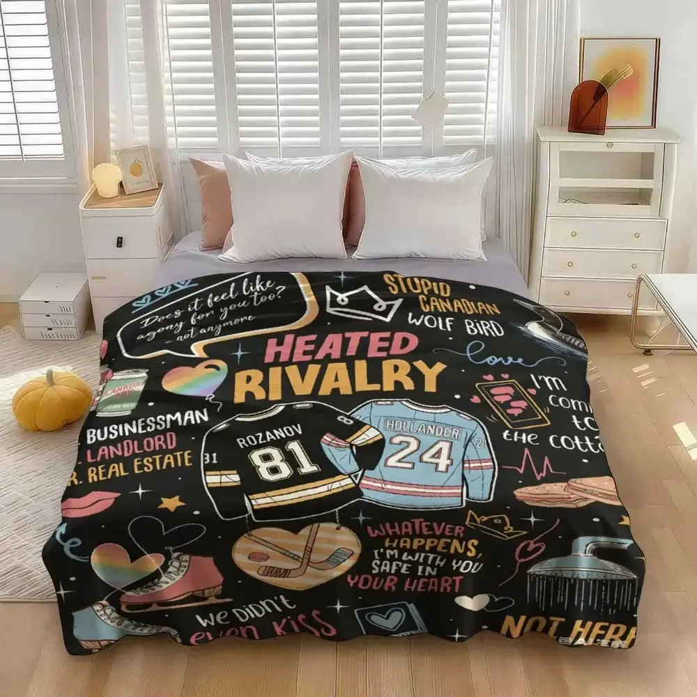 Hollanov Heated Rivalry Characters Plush Throw Blanket: Ultra Soft Cozy Lightweight Fleece Cover For Sofa Bed. Perfect Warm Birthday Christmas Gift For BookTok Romance Readers. Aesthetic Fandom Room Decor Couch Snuggle Wrap For Reading Travel & Napping!