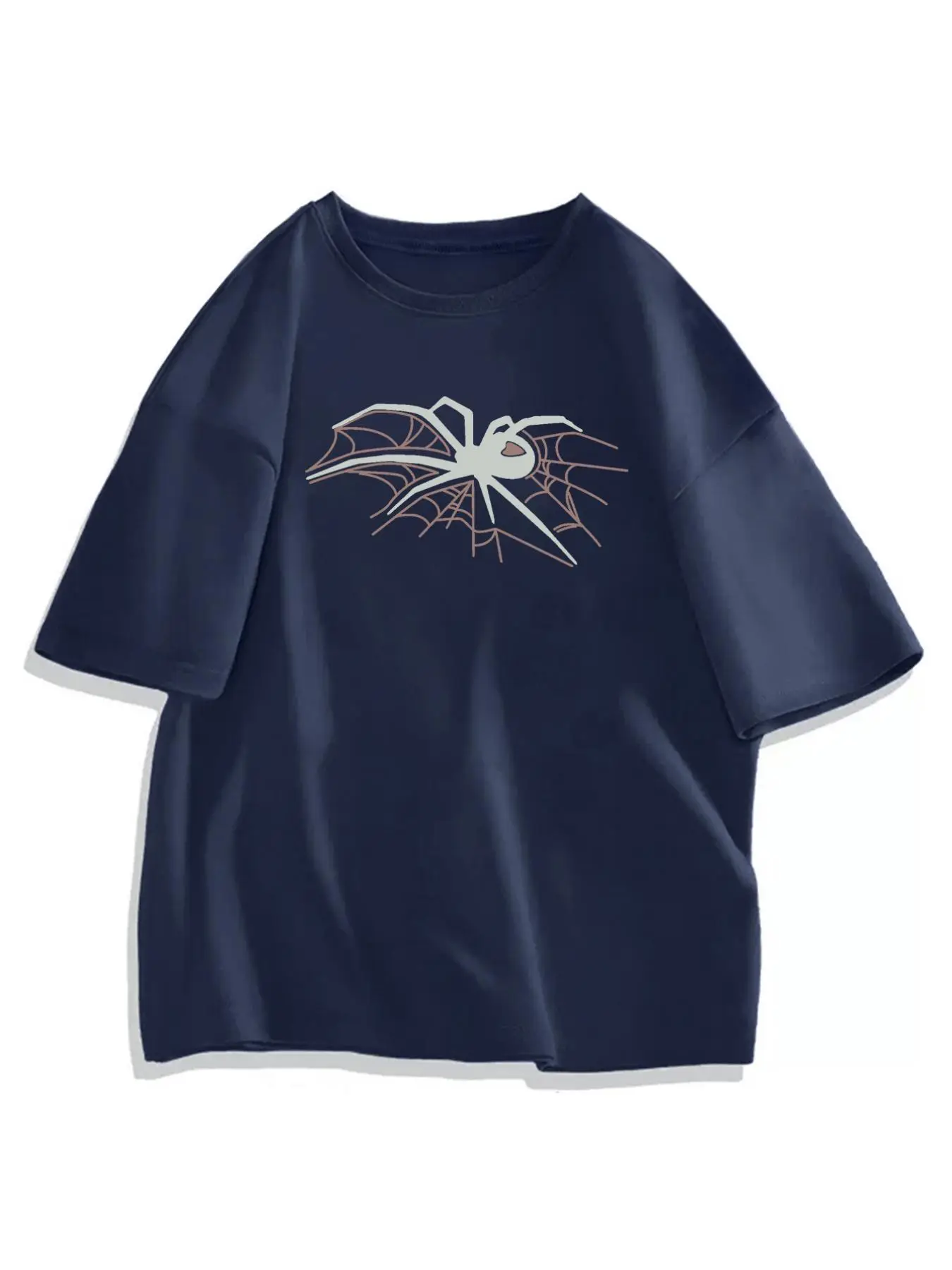 Men's Cartoon Spider Print Round Neck Tee, Regular Fit Casual Drop Shoulder Short Sleeve T-shirt, Graphic Tees, Men's Summer Top for Daily Wear, 90s C