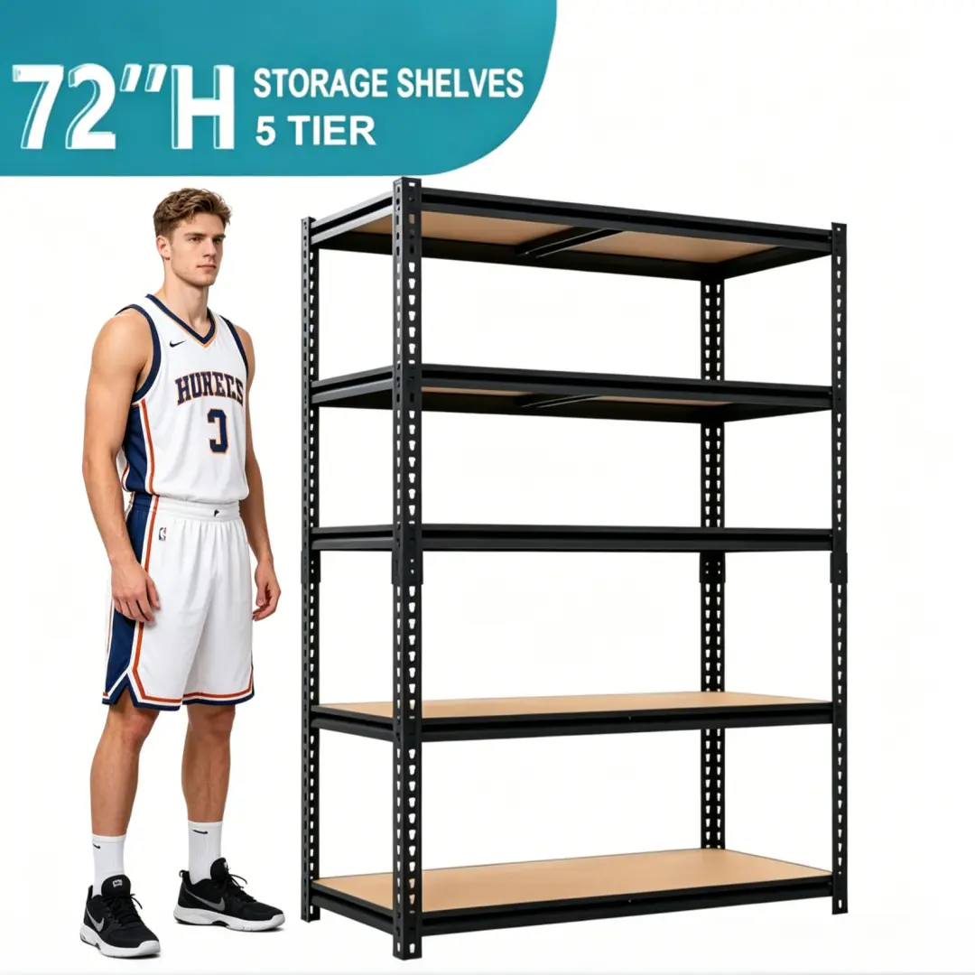 Zeukmxoo Heavy Metal Shelving - Foldable Adjustable Shelf Organiser for Clothes, Books, Garage, Warehouse Use, Bulk Storage Organizer