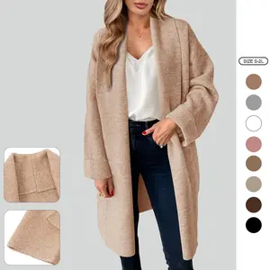 Imily Bela Women's Chunky Long-Sleeve Knit Cardigan Jackets - Loose, Casual, Comfy Elegant Open-Front Oversized Slouchy Long Coatigan for Fall