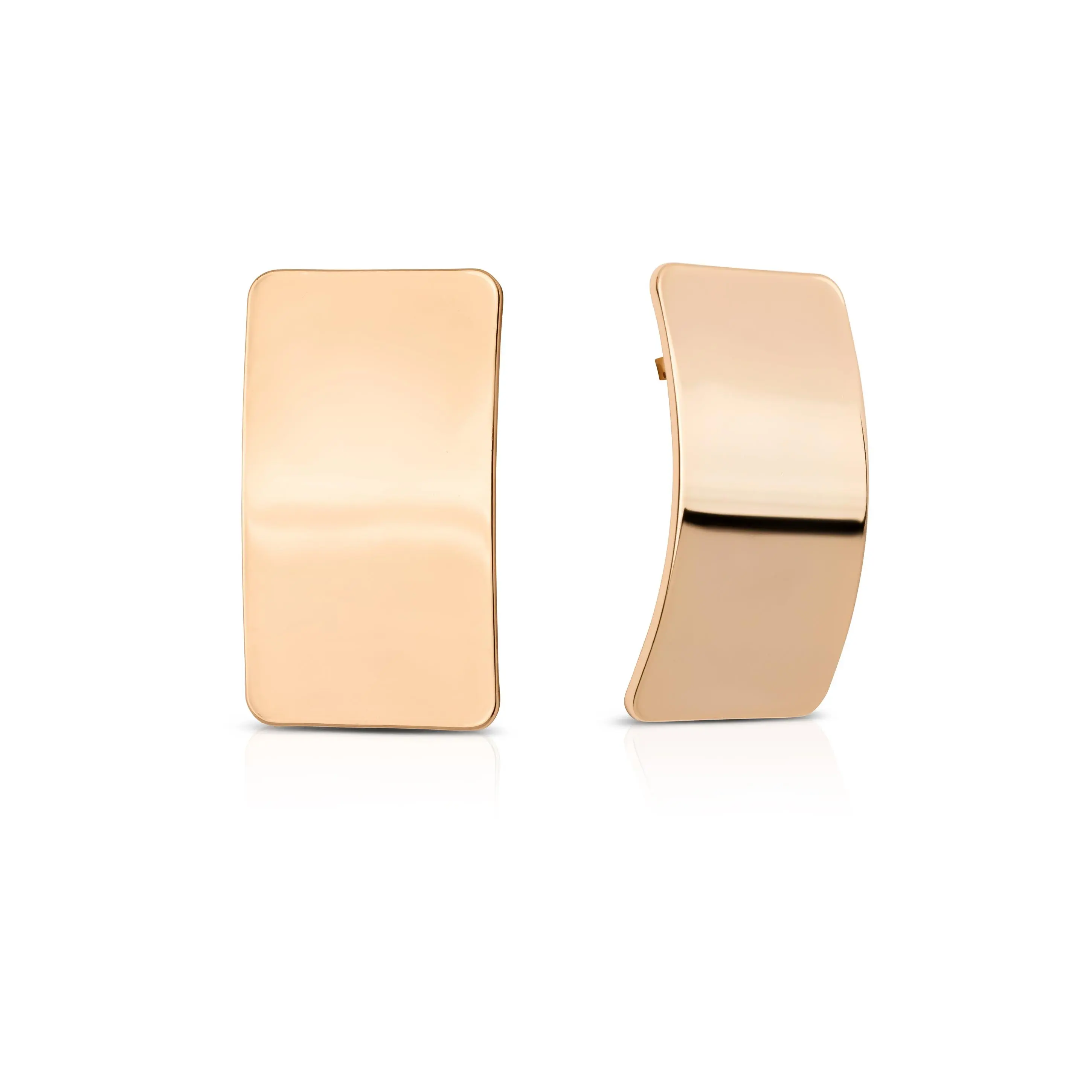 Rectangle Metal Stud Earrings – 18K Gold or Rhodium Plated Geometric Statement Studs, Modern Bold Jewelry for Women