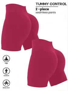 Women's High-Waisted Seamless Yoga Shorts, Butt-Lifting Tight-Fitting Workout Gym Shorties, Quick-Dry Fitness Training Pants, Athletic Yoga Shorts