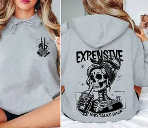 Expensive Difficult And Talks Back Hoodie, Mom Skeleton Hoodie Sweatshirt, Funny Women Hoodie, Trendy Front And Back Hoodie, Sarcastic Wife Hoodie, Gift For Her, Printed In The USA
