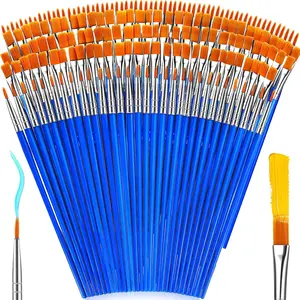 162 Pcs Bulk Paint Brushes Round Flat Tip Acrylic Paint Brushes Set for Kids Classroom Crafts Oil Watercolor Canvases Face Painting Touch Up