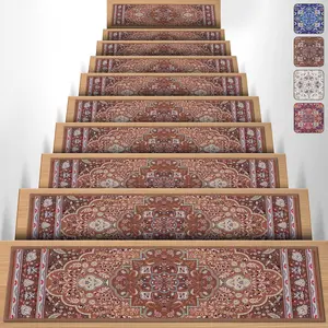 15 PCS Stair Treads Non Slip Peel and Stick Carpet Stair Treads for Wooden Steps Indoor 8x30 inch Self Adhesive Stair Runner Rugs for Dogs, Kids and Elders, Stairway Grip Step Treads Carpet Khaki