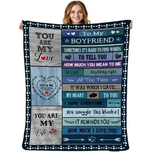 to My Boyfriend Blanket I Love You Gifts for Him Best Birthday Christmas Valentines Day Anniversary Romantic Gifts Super Soft Bedding Sofa Throw Blanket Boyfriend Gift