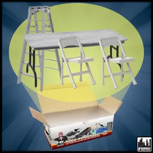 ULTIMATE Ladder, Table & Chairs Silver Playset for WWE & AEW Wrestling Action Figures