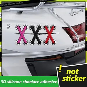 Universal Car 3D Silicone Shoelace Sticker, Creative Realistic Braided Shoelace Car Decal, Scratch Cover Decorative Body Sticker, Trendy Personalized Car Sticker, Sticker For Cars, Automotive Decoration