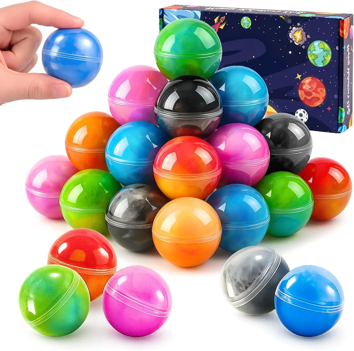 Funewest 28 Pack Slime Party Favors with Galaxy Slime Ball, Non-Sticky Mess Free Stretchy Sensory Putty Toys, Stress Relief Classroom Prizes for Girls and Boys Kids Party Supplies