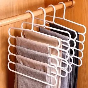 5pcs, Multifunctional Five-Layer Pants Rack, Anti Slip, Multi-layer Clothing Store Wardrobe Clothes Hanger, Scarf Storage Hanging Rack, Pants Rack For Store Display
