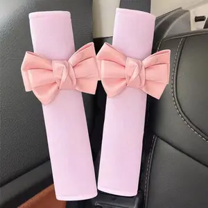 Cute Bowknot Design Car Seat Belt Shoulder Pad, 2pcs Car Seat Belt Shoulder Strap Cover, Car Interior Decoration Accessories for Women, Car Interior Set