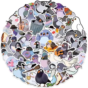 Cartoon Bird Pattern Sticker, 50pcs/set Cute Animal Decorative Sticker, Waterproof Self Adhesive Decor Paper for Gift Greeting Card & Water Bottle & Laptop, Ornaments, Sticker Sheets, Funny Stickers