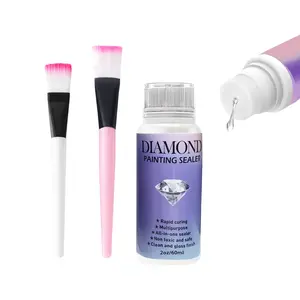 Needlework Accessories, 1 Set Professional Diamond Art Painting Sealant with Brush, DIY Crafts Diamond Arts Colorful Painting Tool for Diamond Art Painting Lovers, Christmas Gift, Diamond Art Tools