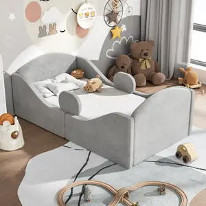 Toddler Bed, Child Bed for Kids with Extra Safty Broad, Standard Crib Size Toddler Bed, Certified Fabric Toddler Beds,Toddler Flood Bed