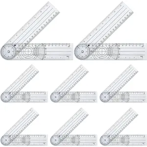 8 Pcs Plastic Goniometer Quick Protractor Clear Angle Finder Ruler with 7 Inch Arm Angle Measurement Tool for School Office Measuring Drawing Woodworking Designers Architects Students Work