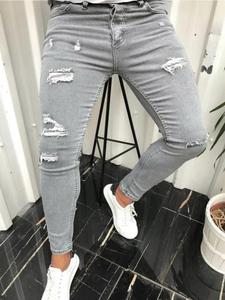 Men Holes Stretch Skinny Jeans Trousers Stylish Solid Ripped Slim Casual Male Pencil Denim Pants Summerwins