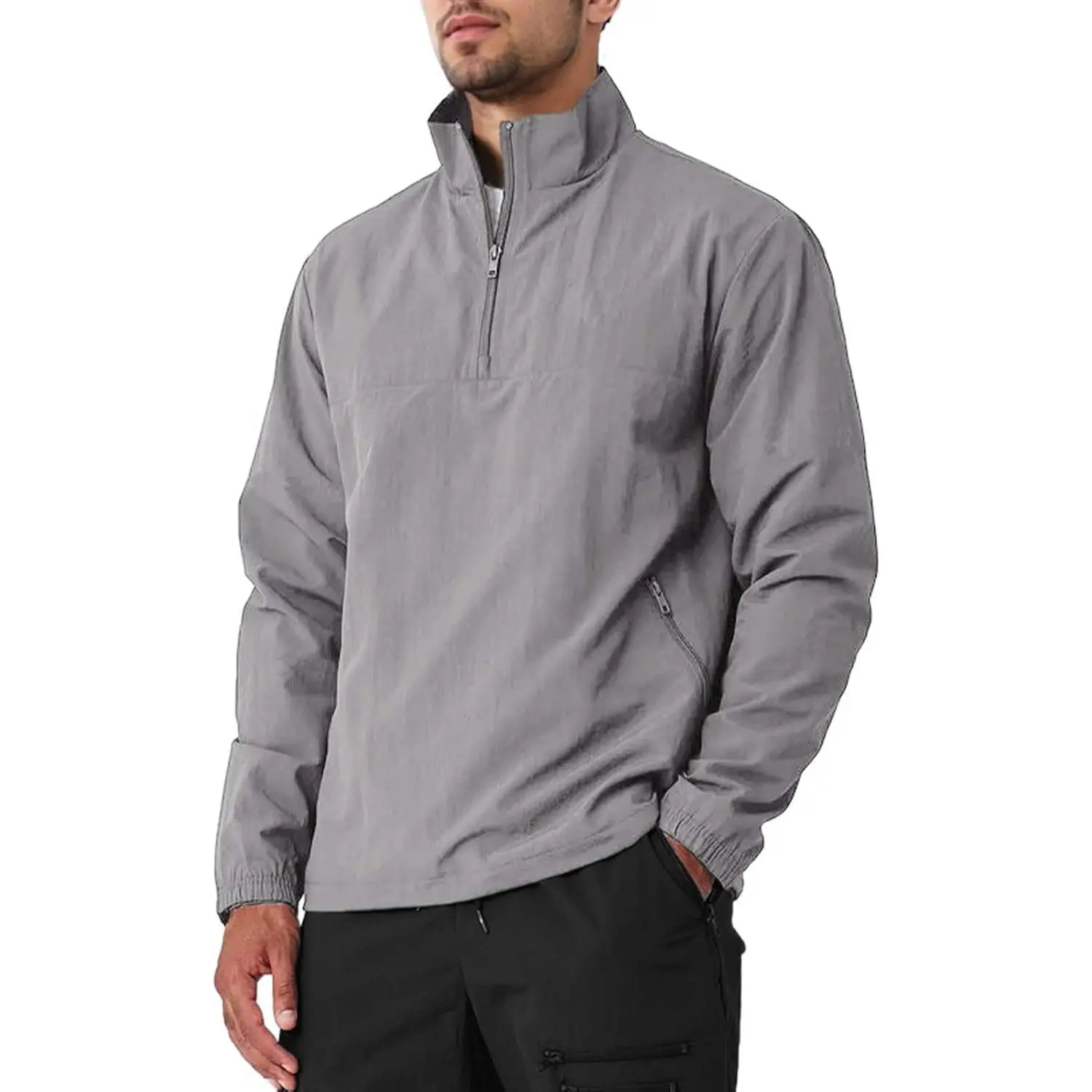 MorwenVeo Men's Casual Quarter Zip Pullover Lightweight Golf Track Jacket Stylish Windbreaker For Outdoors & Travel