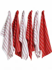 LANE LINEN Cotton Stripe Dish Towels & Dishcloth Sets (4/6/12 Packs, 18x28in) - Super Absorbent, Soft, Quick-Drying, Long-Lasting Reusable Kitchen Linens, Ideal Household Gift