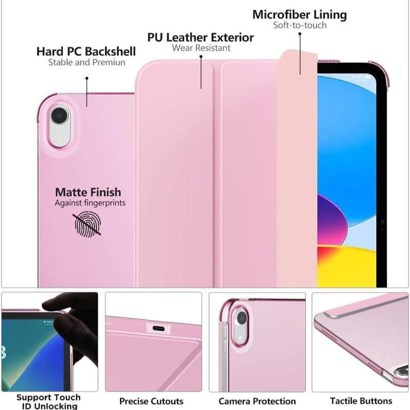 Case  for iPad (A16) 11th Generation Case 11 Inch 2025, iPad 10th Generation Case 10.9 Inch 2022, Slim Stand Hard PC Translucent Back Shell Smart Cover, Support Touch ID, Auto Wake/Sleep