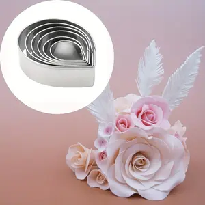 1 Set, Rose Fondant Cutters, Stainless Steel Cookie Cutters, Flower Petal Candy Mold, Biscuit Molds, Chocolate Cutters, Cake Decorating Molds, Baking Tools, Kitchen Gadgets, Kitchen Accessories, Home Kitchen Items