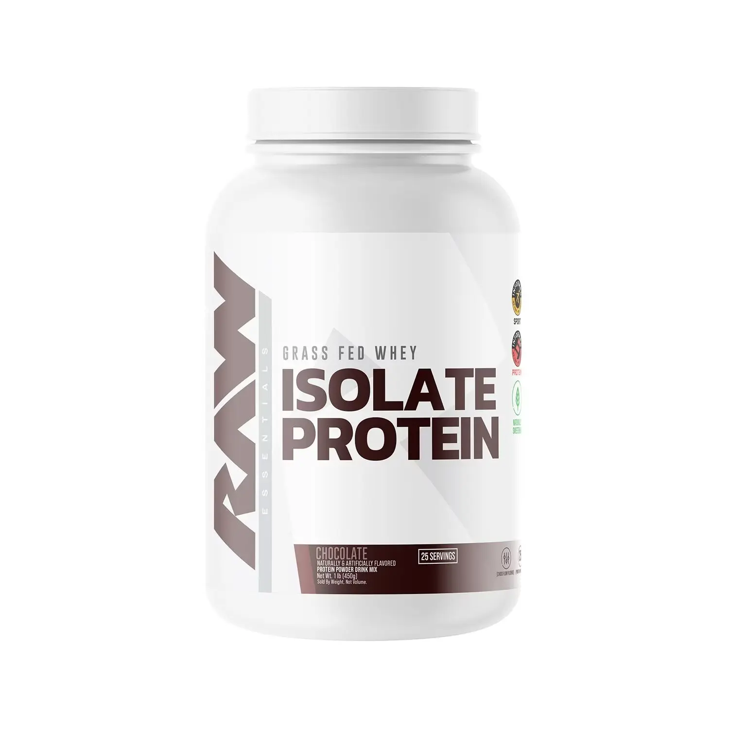 RAW Grass Fed Whey Isolate Protein Powder - Dark Chocolate Flavor, 25g per Serving, 25 Servings (1.97 lbs), Stimulant-Free Recovery Protein Supplement for Fitness Muscle Growth, Recovery Protein Supplements, Stimulant-Free Protein Supplements