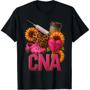 CNA Certified Nursing Assistant Sunflower Women Nurse Work T-Shirt