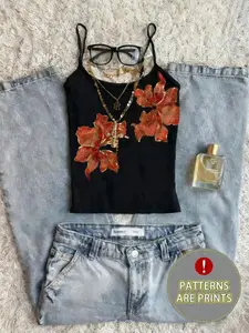 Women's Fitted Sleeveless Vest Top, Boho Vintage Floral Print, Adjustable Thin Straps, Sexy Fashion Youth Style, Casual Daily Wear